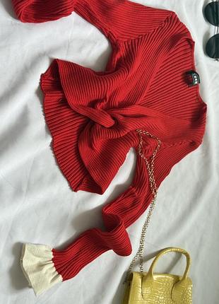 Червона кофтинка рубчик приталена 5