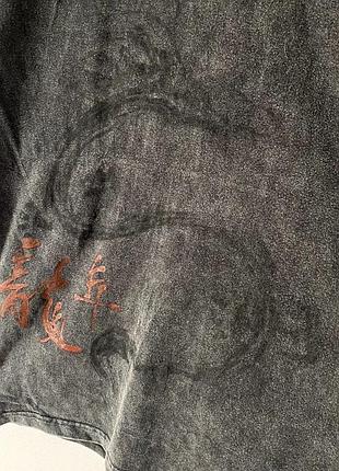 Кастомна сіра футболка з драконом оверсайз oversize