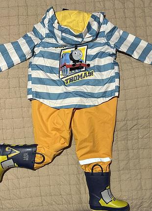 Курточка дощовик вітровка грязепруф  на підкладці принт паровозик томас marks&spencer (англія)