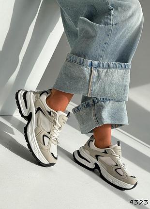 Бежевые женские кроссовки текстильні весна осень