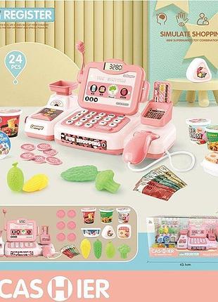 Кассовый аппарат 24 аксессуара, сканер, калькулятор, звук, игрушечные деньги