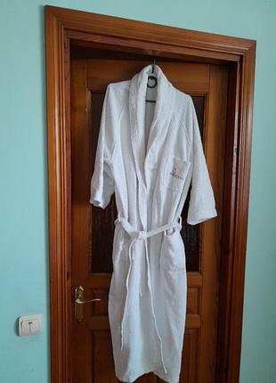 Халат челвый хлопковый, махровый, белый, размер m,l.