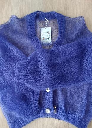Кардиган павутинка. handmade. кардиган із мохеру на гудзиках.