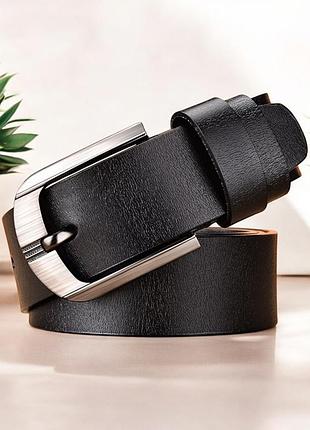 Ремень мужской jifanpaul n555 кожаный с металлической пряжкой чорний