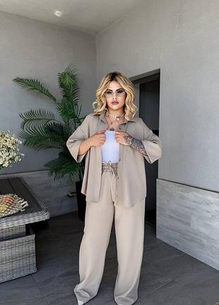 Жіночий класичний костюм в смужку | сорочка та брюки | 2286