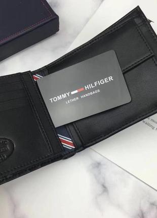 Мужской кошелек tommy hilfiger черный  / портмоне / подарочная упаковка6 фото