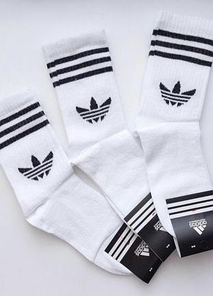 Набір 6 пар білі жіночі високі шкарпетки adidas 36-40р високі жіночі спортивні шкарпетки адідас