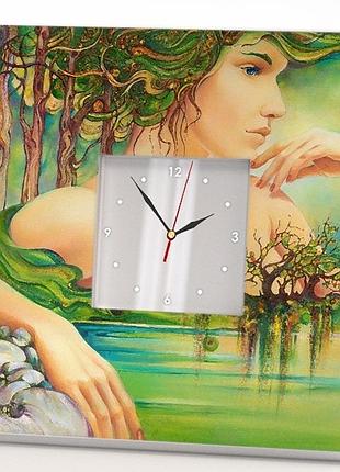 Стильний годинник "дівчина. природа" декор для спальні, кімнати, офісу