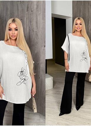 Стильна жіноча блуза oversize з натуральної тканини