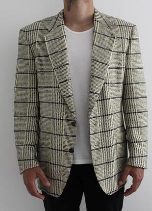 Чоловічий вінтажний піджак в клітинку canali made in italy вовна та шовк