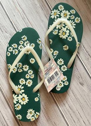 Вьетнамки женские, летние с принтом ромашка