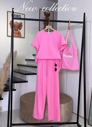 Женский костюм летний прогулочный футболка и штаны базовый в стиле оверсайз свободного кроя