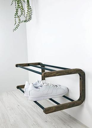 Полка для обуви навесная полка для обуви обувная полка черная + орех 20*25*54 см