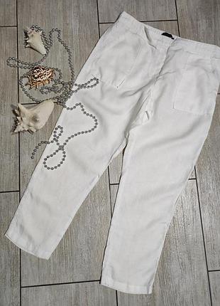 Брюки льняные лен белые карго джогеры спорт заужены штаны из льна свободные