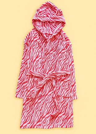 Два размера 8-9 и 10-11 рок. disney флисовый, махровый, пушистый халат розовая зебра из анималистичника