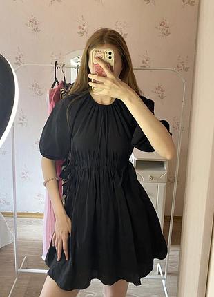 Чорна сукня zara  з натуральної тканини