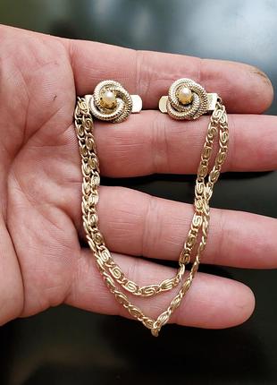 Парные брошки для свитера кардигана с натуральными перлами, 50ти