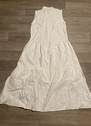 Женское длинное белое платье-сарафан с прошвы