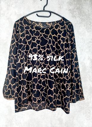 93% шелк, шелковая блуза в принт сердечки от marc cain