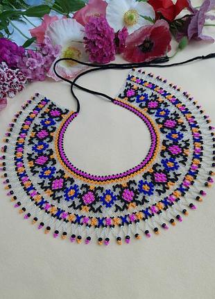 Прозрачная широкая бойковская силянка кризис с ярким орнаментом фуксия интересный принт