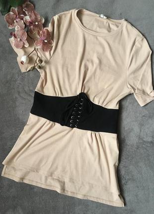 Трендова футболка туніка блуза з корсетом river island