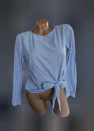 Блузка с завязками на талии в полоску женская