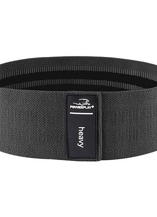 Тканева гумка для фітнесу та спорту powerplay 4111 hip band l light чорна (d_84cm)