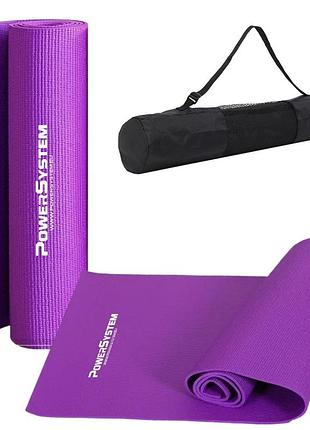 Килимок для йоги та фітнесу power system ps-4014 pvc fitness-yoga mat purple (173x61x0.6)