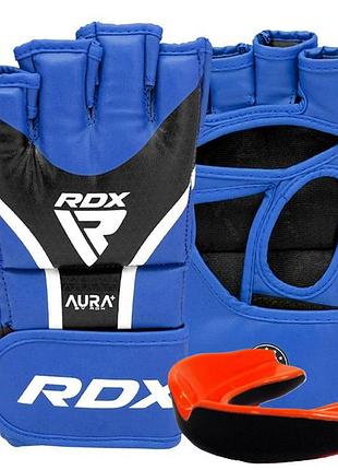 Рукавиці для мма rdx aura plus t-17 blue/black l (капа у комплекті)