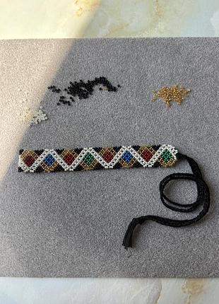 Стрічковий  гердан, чокер з бісеру