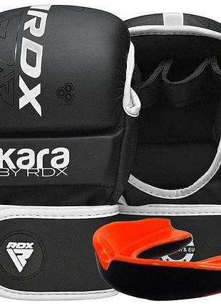 Рукавиці для мма (греплінгові рукавички) rdx f6 kara matte white plus l/xl (капа у комплекті)