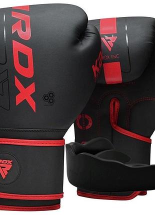 Боксерські рукавиці rdx f6 matte red-6oz (капа в комплекті)