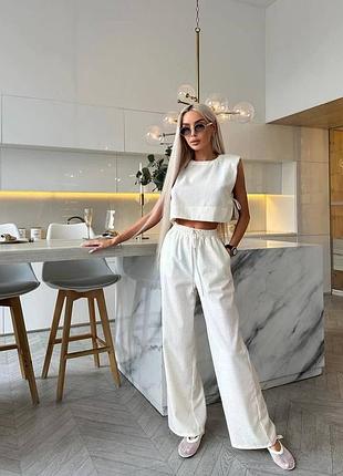 Костюм брючный летний палаццо и жилет