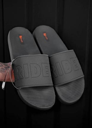 Шльопанці чоловічі rider grid slide grey шльопки райдер сірі сланці гумові повсякденні