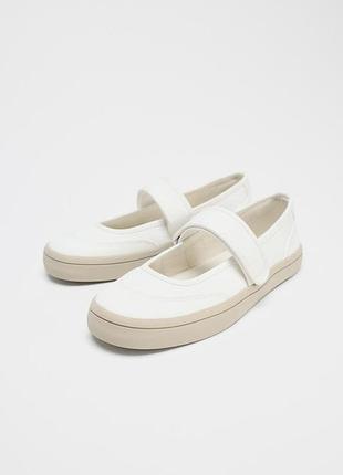 Текстильные балетки с ремешком zara