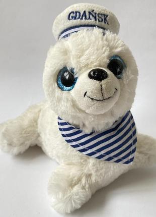 Мягкая игрушка тюлень морячок белый плюшевый тюлень м’яка іграшка тюлень