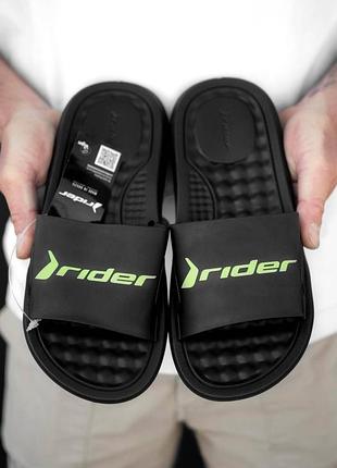 Чоловічі шльопанці rider step slide black green чорні