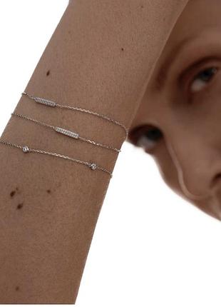 Жіночий тонкий браслет біле золото 585 проби діаманти sova