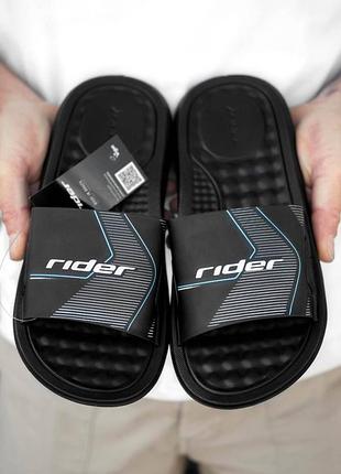 Чоловічі шльопанці rider step slide white black чорні