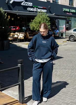 Костюм с кантом, темно-синий, размер s/m, l/xl