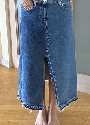 Довга джинсова спідниця