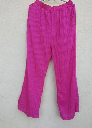 Легкие розовые брюки летние широкие брюки plus size