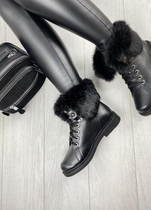 Ботинки женские injers 619-43 черные (зима кожа натуральная)