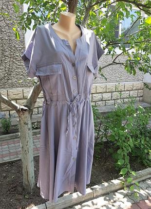 Платье лен с карманами