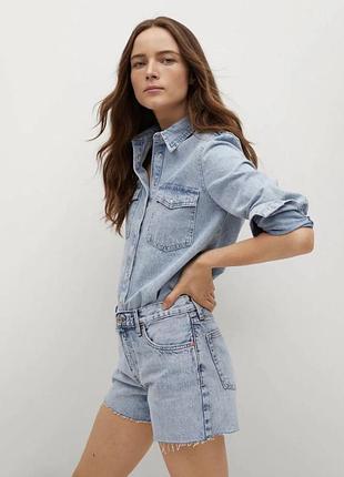Джинсові шорти з необробленим низом straight mango