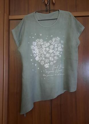 Футболка блуза італія
50% cotton 50% lino
спинка котон
попереду льон
пог 60 см
довжина ассиметрична