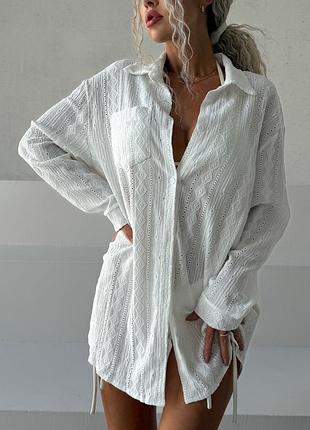 Пляжная рубашка женская, белая, one size