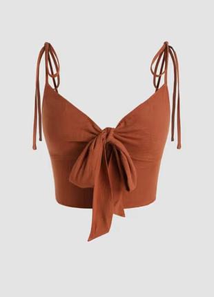 Топ під льон на завʼязках регулюється коричневий шоколад