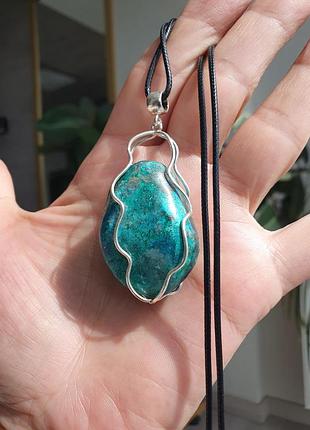 Кулон женский в серебре "хризокола"