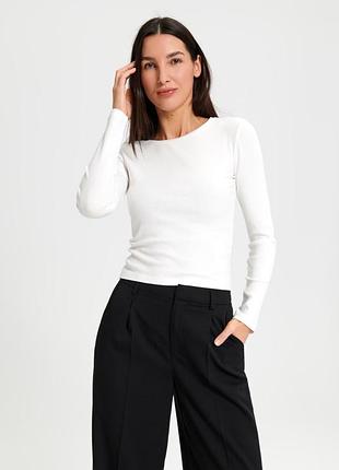 Укорочений лонгслів в рубчик sinsay